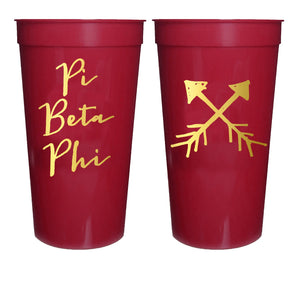 Pi Beta Phi Gold Metallic Printed Stadium Cup