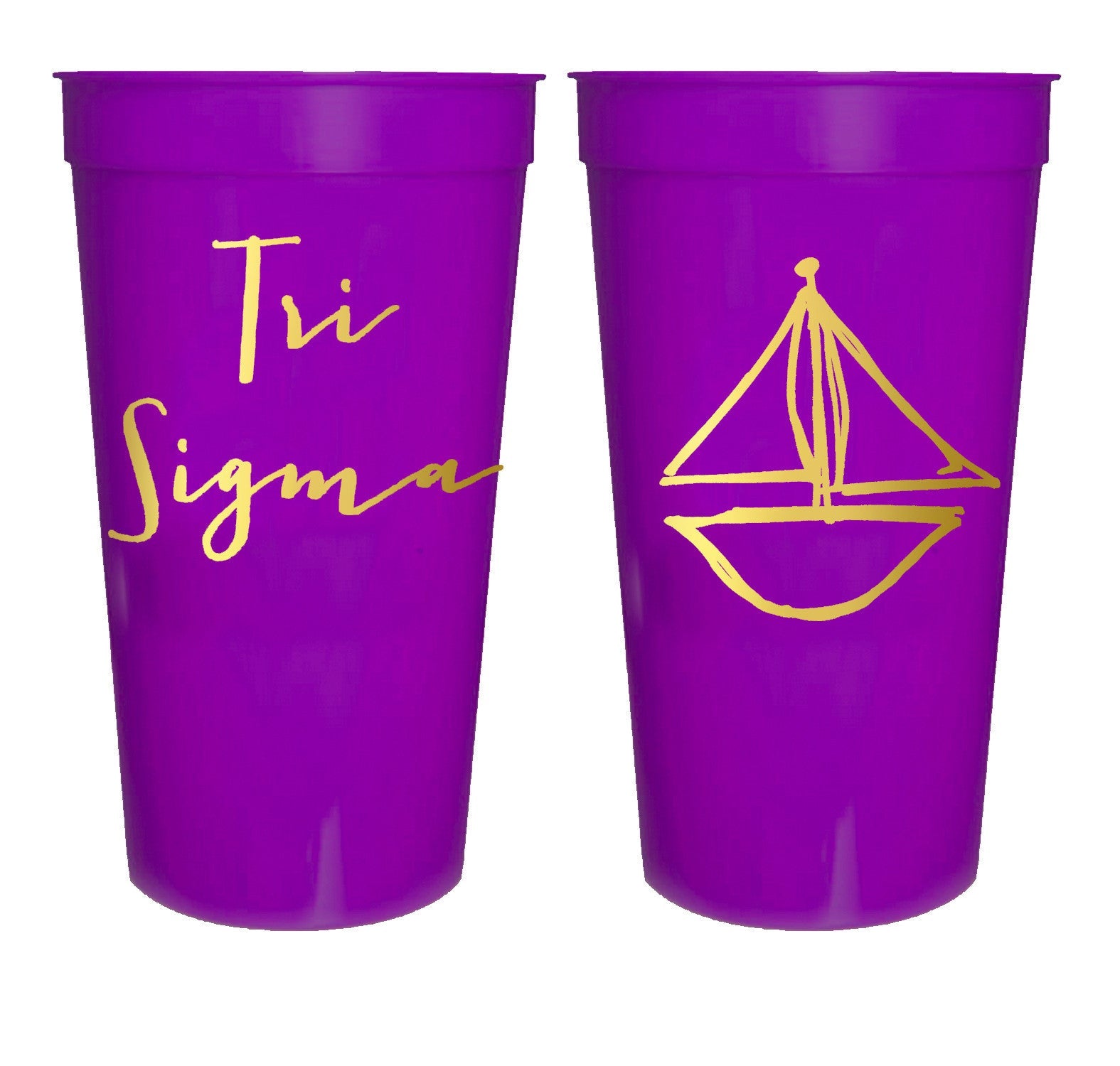 Tri-Sigma Gold Metallic Printed Stadium Cup